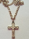 Colar Cruz com Gravação do Pai Nosso em Aço Inoxidável Dourado