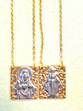 Escapulário Nossa Senhora das Graças e Sagrado Coração de Jesus em Aço Inoxidável Dourado